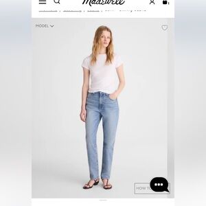 Madewell jeans, medium blue with distressing